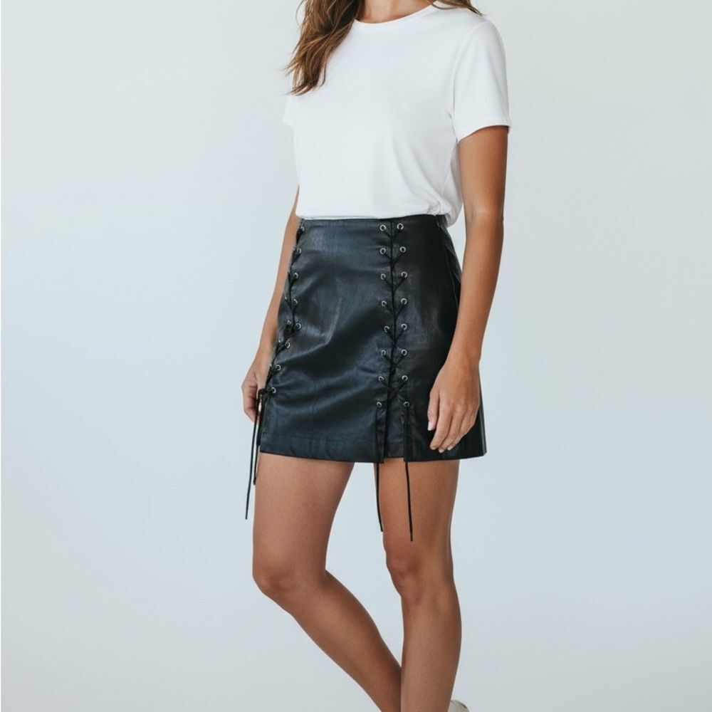 Forever 21 Black Lace-Up Mini Skirt